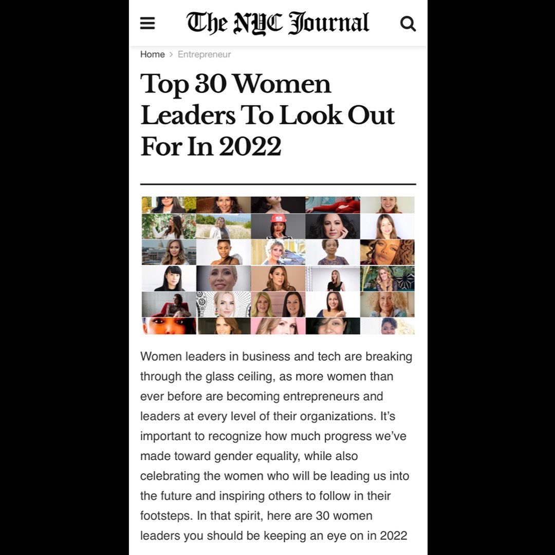 So excited to be featured on the <a href="/TheNYCJournal/">The NYC Journal</a> as the top 30 women leaders to look out for in 2022. You may read more by going to thenycjournal.com/top-30-women-l… #womaninconstruction #womaninproperty  #womaninbusiness #nycjournal #newyorkcityjournal #top30womenleaders