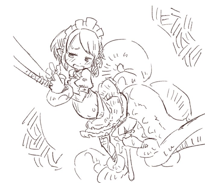 触手と戯れるメイドちゃん 