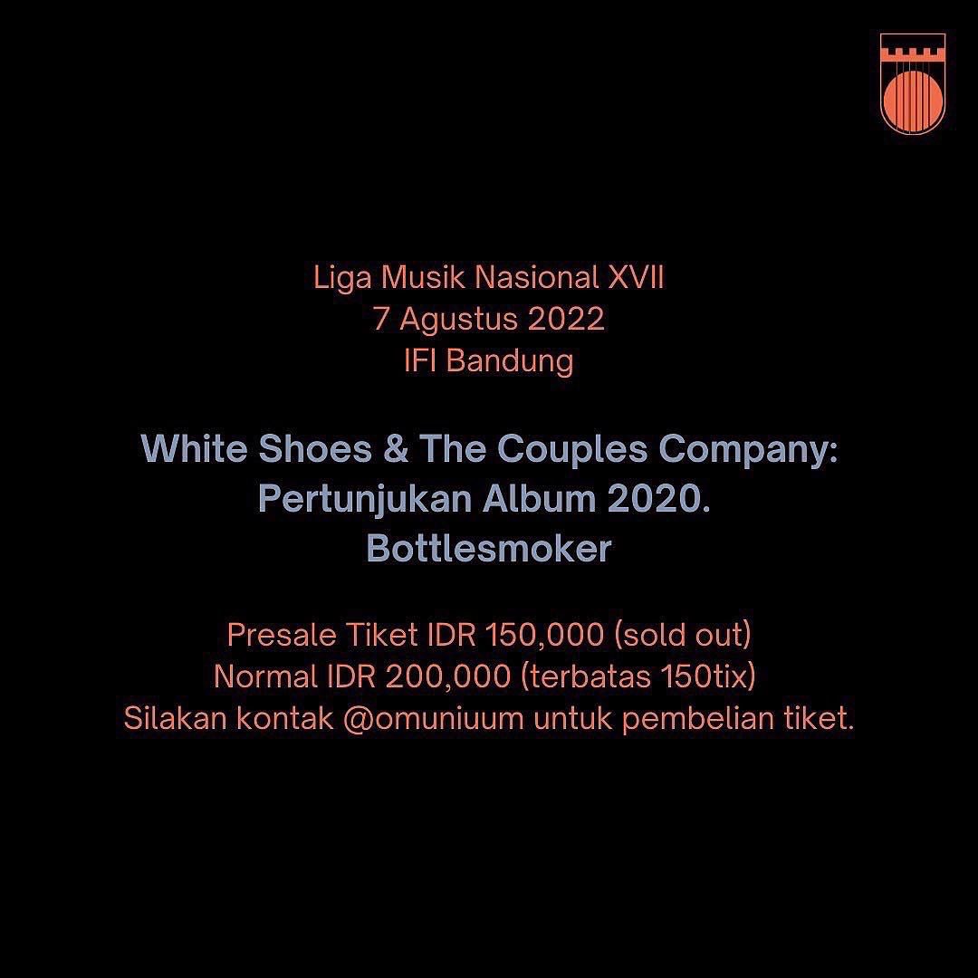 Selamat datang Agustus! Kita mulai dengan <a href="/limunas/">Liga Musik Nasional</a> di Bandung, kami akan membuka pertunjukan spesial <a href="/wsatcc/">White Shoes</a> . Tiket presale sudah habis, saatnya amankan tiket regular sekarang juga di <a href="/omuniuum/">Omuniuum</a> 

Hope to see you there!