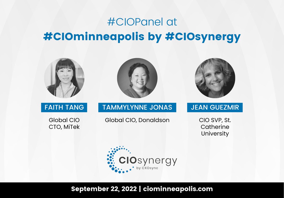 #CIOminneapolis by #CIOsynergy is happening on September 22nd.

Learn more and register: ciominneapolis.com

#cio #it #bigdata #analytics #data #machinelearning #ai #digitaltransformation #tech #leadership #technology #informationsystems #thoughtleadership