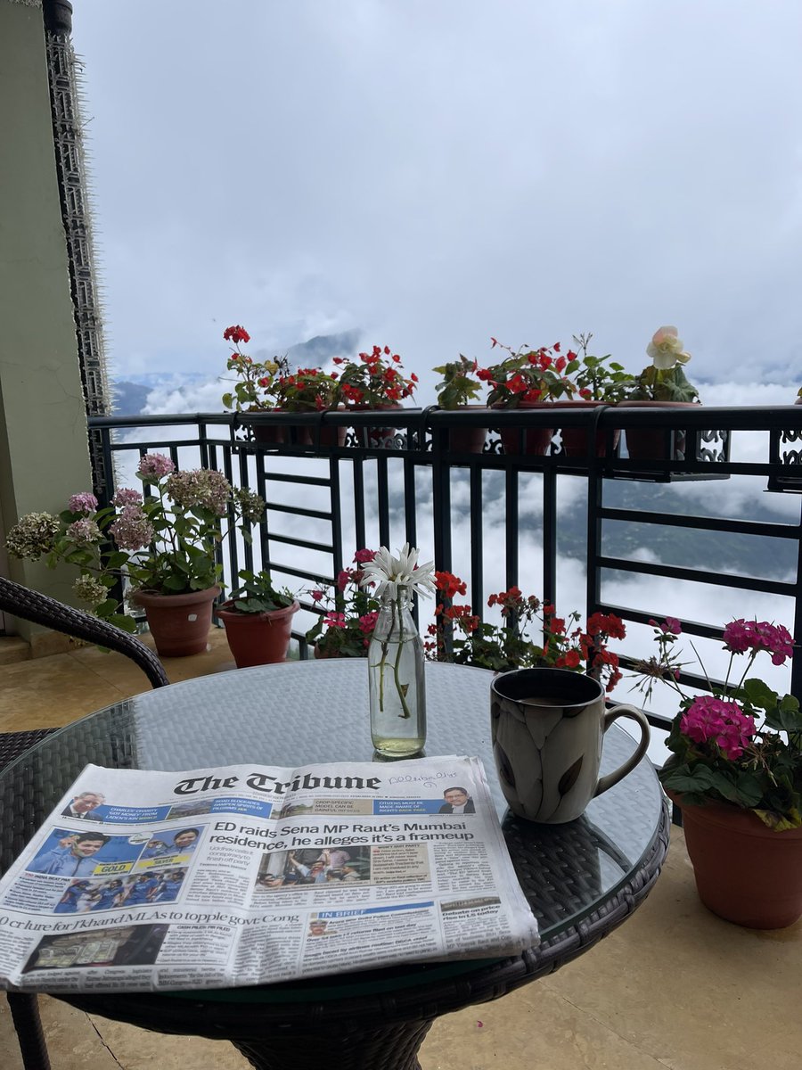 asunaina's tweet photo. A postcard from the hills. No rain today and looking forward to a clear day #aftertheshower #himachal #himalayas #IncredibleIndia https://t.co/7m887NYaM1
