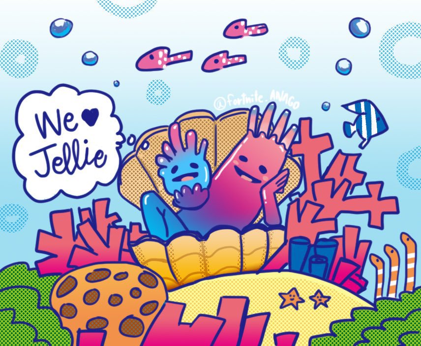 フォートナイト好きアナゴさん 第21回 フォトナ美術部 みんなで同じお題のイラストを描く企画フォトナ美術部 今回のお題は 海のスキン ジェリー フォトナ美術部 のハッシュタグをお忘れなく T Co 400vosdkcz Twitter