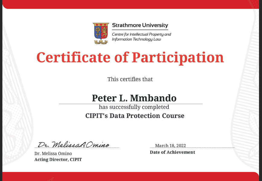 Petermmbando1's tweet photo. Data Protection is key to everyone. It was wonderful to be part of the Data Protection Course. 
CIPIT is the Centre for Intellectual Property and Information Technology Law at
@StrathCIPIT  
I appreciate @StrathU  and @StrathCIPIT 
#dataprotection 
#privacy #privacymatters https://t.co/EtvK4LFcJ2