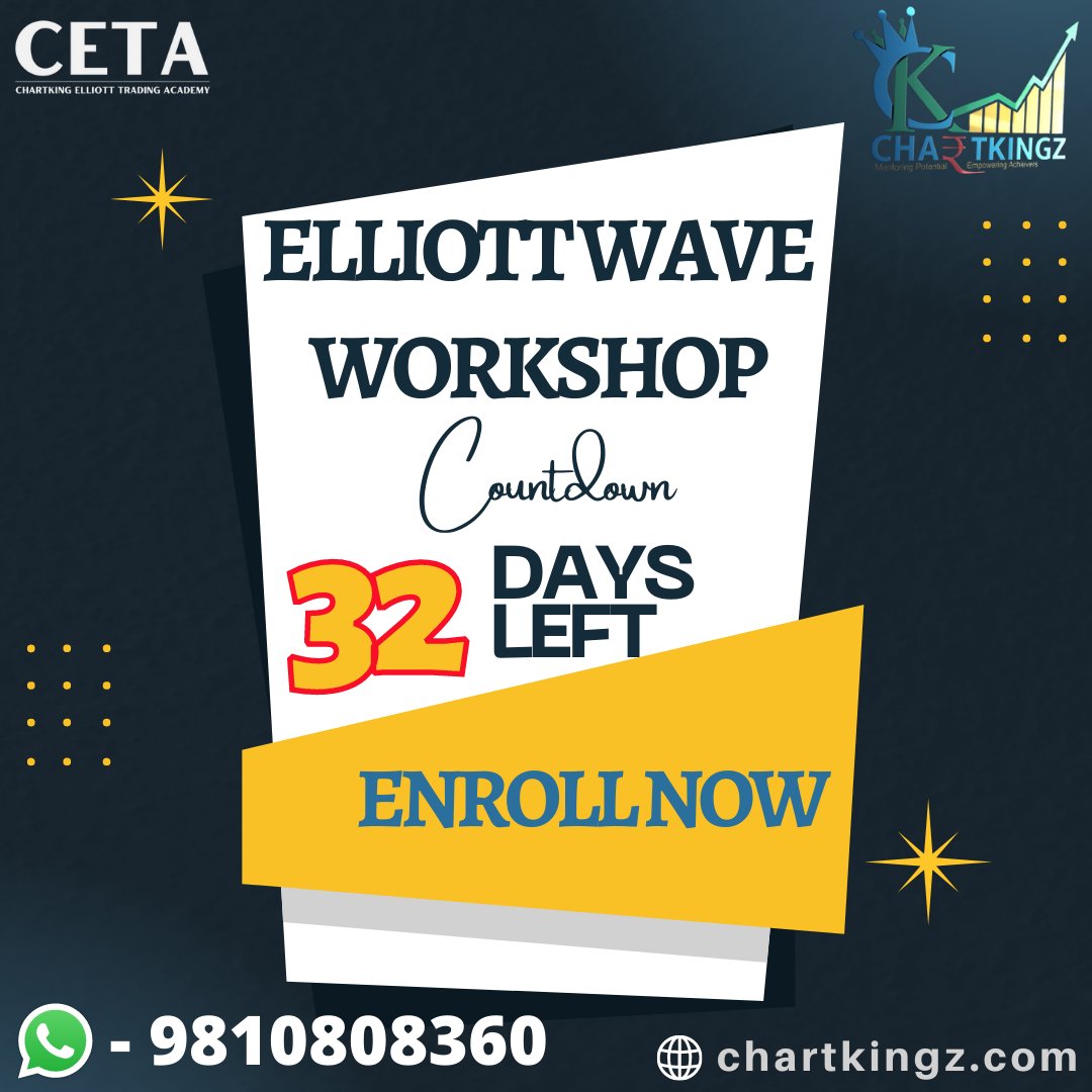 chartkingzzz's tweet image. CHARTKING ELLIOTT TRADING ACADEMY 
Next Offline Workshop Start From 02 Sep - 04 Sep 2022 
Instant discount available on pre-booking.
Location- Delhi ( Le-Meridian) 
Enroll Now limited Seats only/- 
Call- 9810808360
#elliottwave #trading #workshop2022