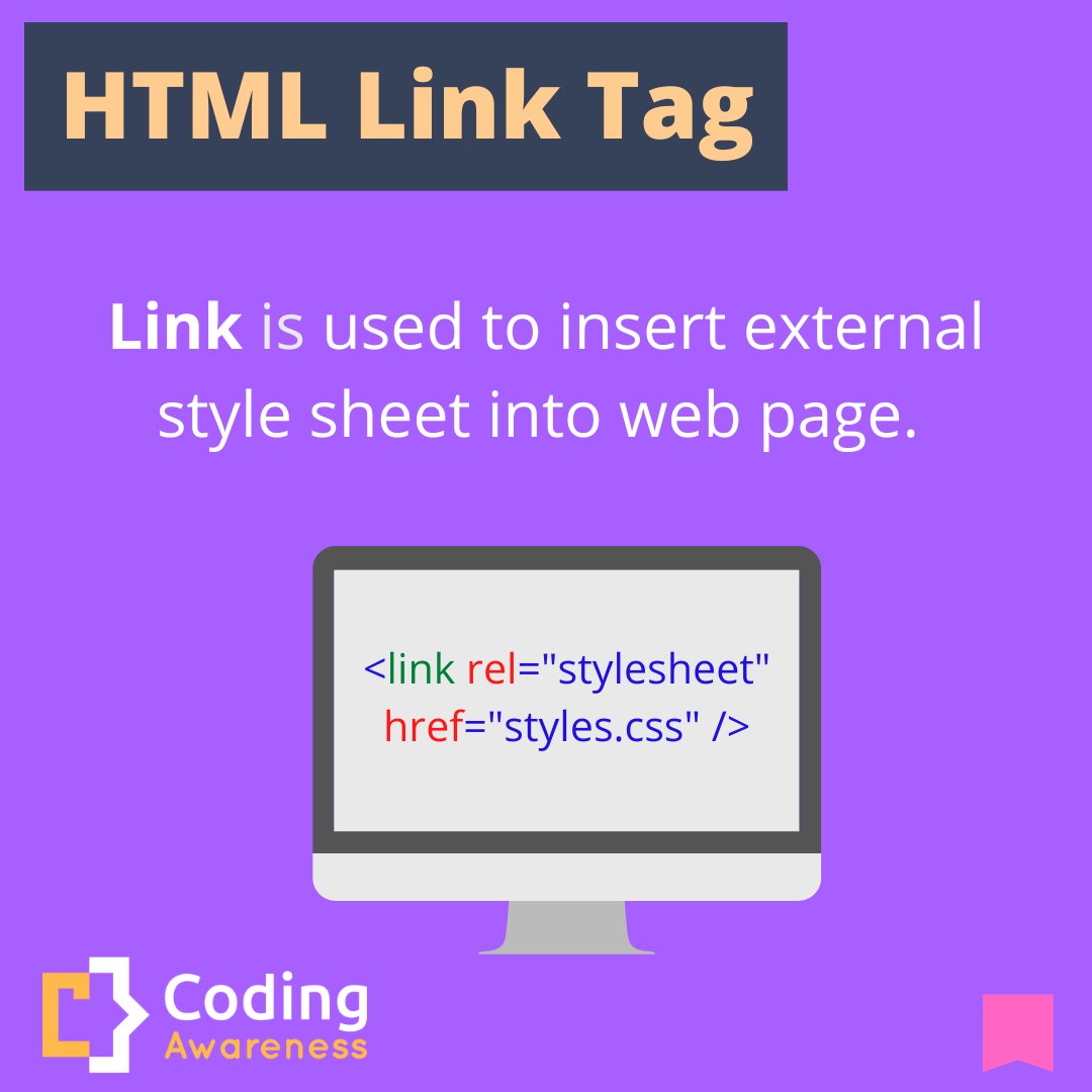 CodingAwareness's tweet image. How to use Link Tag in HTML ?
#html #webdevelepment #codingawareness #coding #programming