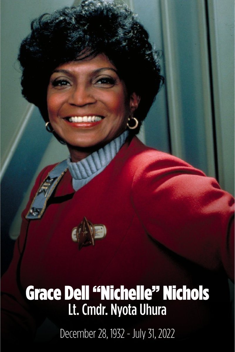 Nichelle Nichols, Star Trek's legendary Lt. Cmdr. Nyota Uhura, passed away at 89.
buff.ly/3vtp1t0

Hailing frequencies forever open, Nichelle.