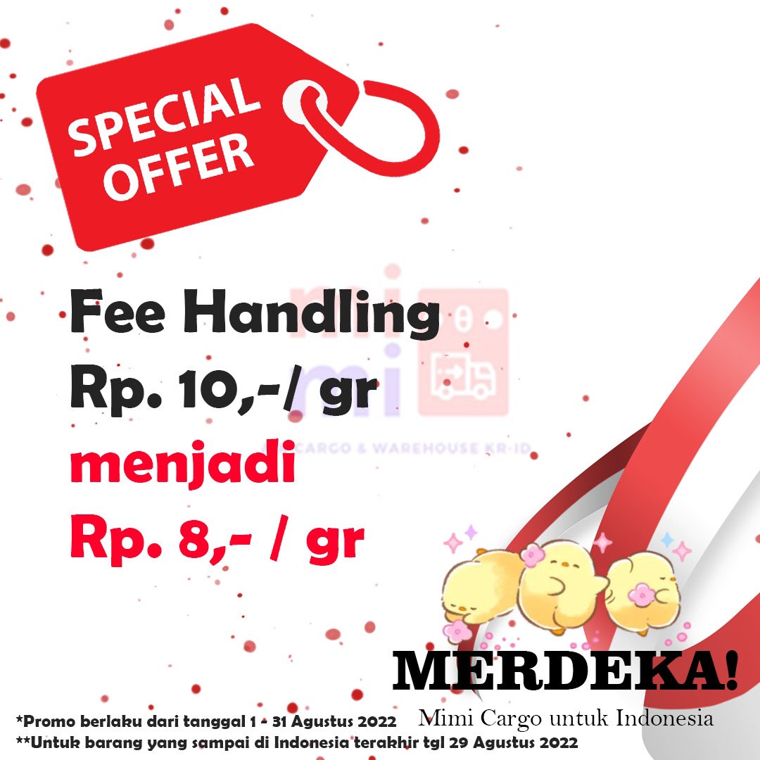 Mimi_Cargo's tweet photo. MERDEKA 💖😍 
Yang mau Kirim Barang banyak dan join warehouse Mimi Cargo Ini dia saat yang tepat! 

Buat reseller pasti cuan, buat pembeli pasti bikin dompet senang! 😍 
Jika ada pertanyaan bisa langsung tanyakan ke mimin yaa 💖😍🐥 https://t.co/y6sujtcMsf