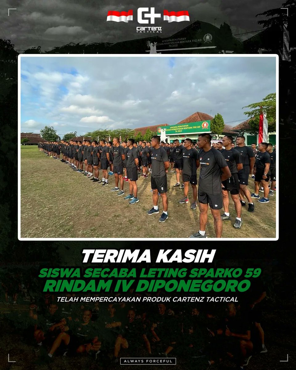 cartenztactical's tweet photo. Cartenz mengucapkan Terimakasih kepada Terima Kasih Siswa Secaba Leting SPARKO 59 Rindam IV Diponegoro karena telah mempercayai dan menggunakan produk dari Cartenz Tactical.

#secaba #leting #sparko https://t.co/gSrgtlHrmu