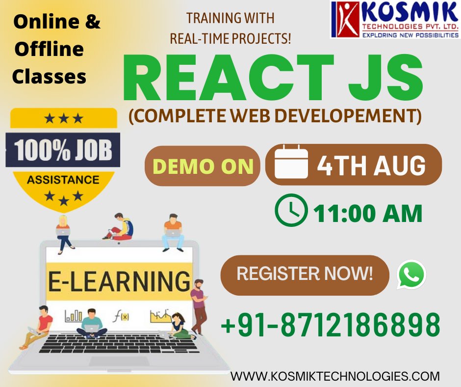 Kosmikteck's tweet image. REACT JS TRAINING IN HYDERABAD,KPHB,KUKATPALLY
bit.ly/2KKDgEO
Phone no: 8712186898
#Reactjsonlinetraining #Reactjs #reactjsdeveloper #reactjsdevelopment #Reactjstraining #reactjsonlinetrainingindia #ITClasses #democlass #softwaretraining #softwaretraininginstitute