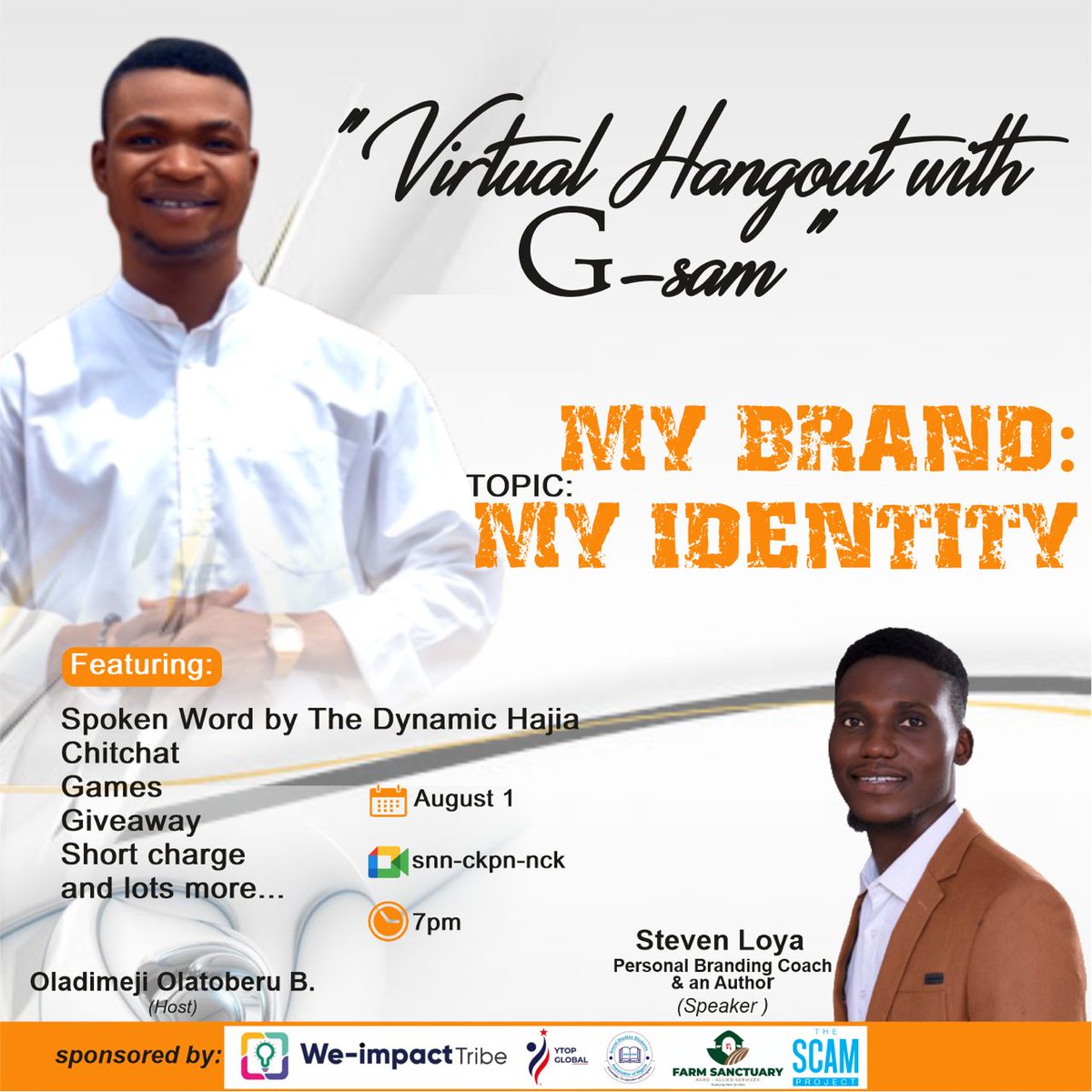 weimpacttribe's tweet photo. Join us today at 7 pm as we honour our Founder.
It will be both an educational and entertaining event.
To join a meeting on Google Meet, click this link: https://t.co/14X4KLLmMH

Or open Meet and enter this code: snn-ckpn-nck

See you there  @thescamproject @YTOPGLOBAL https://t.co/QaEjfGOrX8