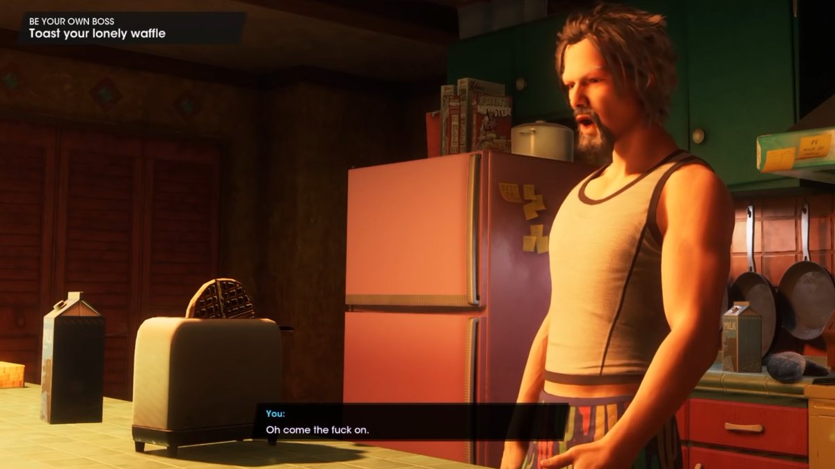 maniadrone's tweet photo. There's a mission in the new Saints Row where you have depression and struggle to do things around your house. https://t.co/bYayHgK0fz