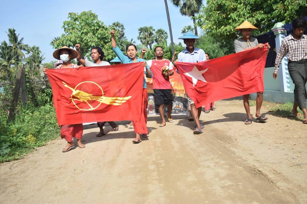 Joint forces of pro-democracy villagers of several villages from northern Salingyi township and eastern Yinmarbin township staged a strike against military dictatorship.  #2022Aug1Coup #WhatsHappeningInMyanmar