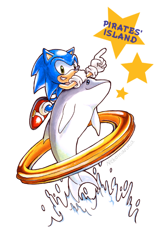 🐬🦔This is Sonic with the help of a dolphin in Sonic Rush Adventure! After seeing this month's #sonicpict , I dust off this fanart I drew a long time ago.

今月の #sonicpict のイルカと戯れるブレイズさんを見て、昔描いたソニックとイルカの絵を引っ張り出してきました！