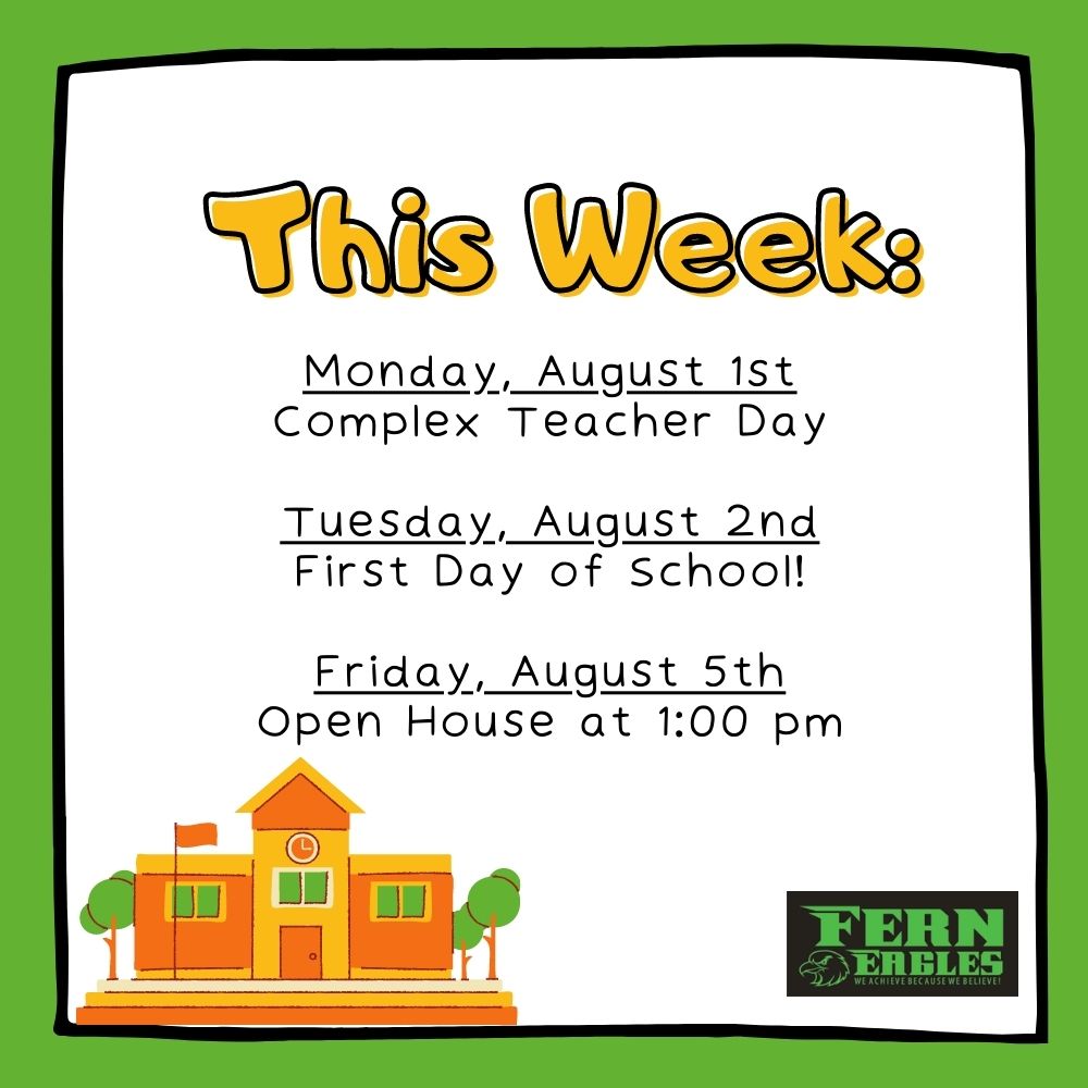 ✨Welcome back, Fern Eagles 🦅! We can't wait to see you on Tuesday! ✨
