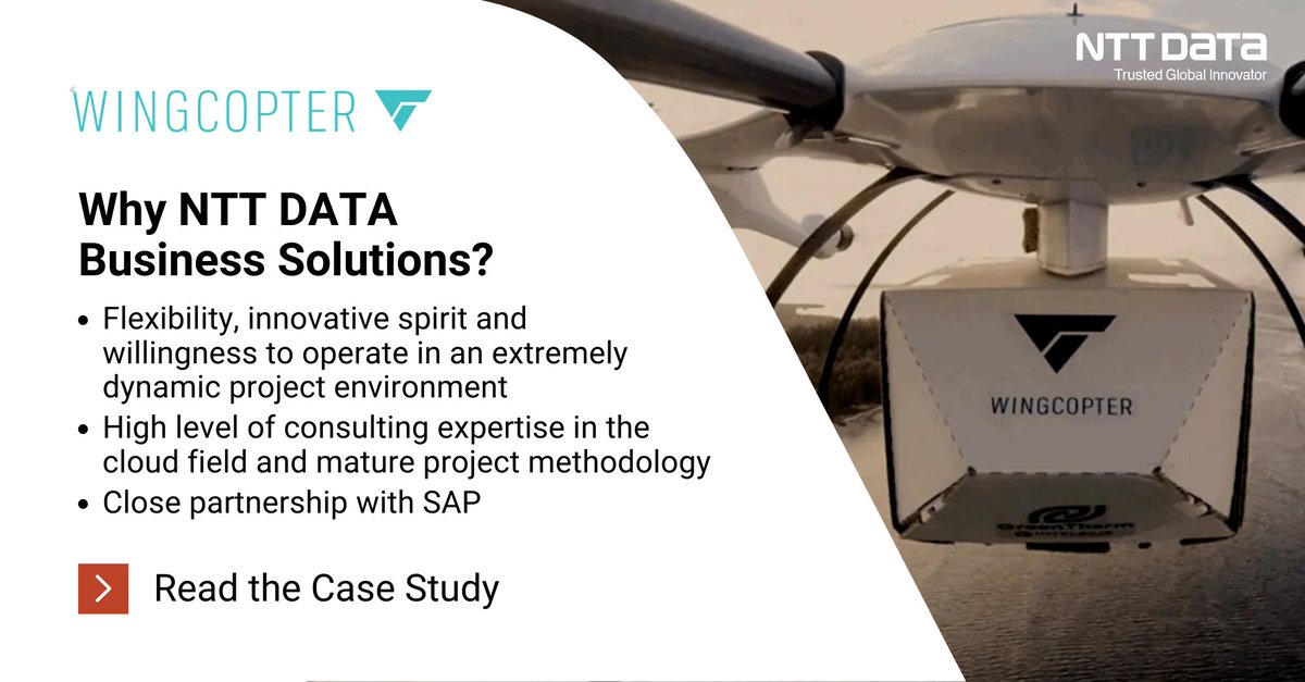 🚀✨ <a href="/Wingcopter/">WINGCOPTER</a> rises to new heights with #SAPS4HANACloud! With the future-oriented system, intelligent technologies and smart services, the course has been successfully set for future growth, strategic decisions and visionary plans. Learn more 👉 nttd.link/jCXIT #SAP