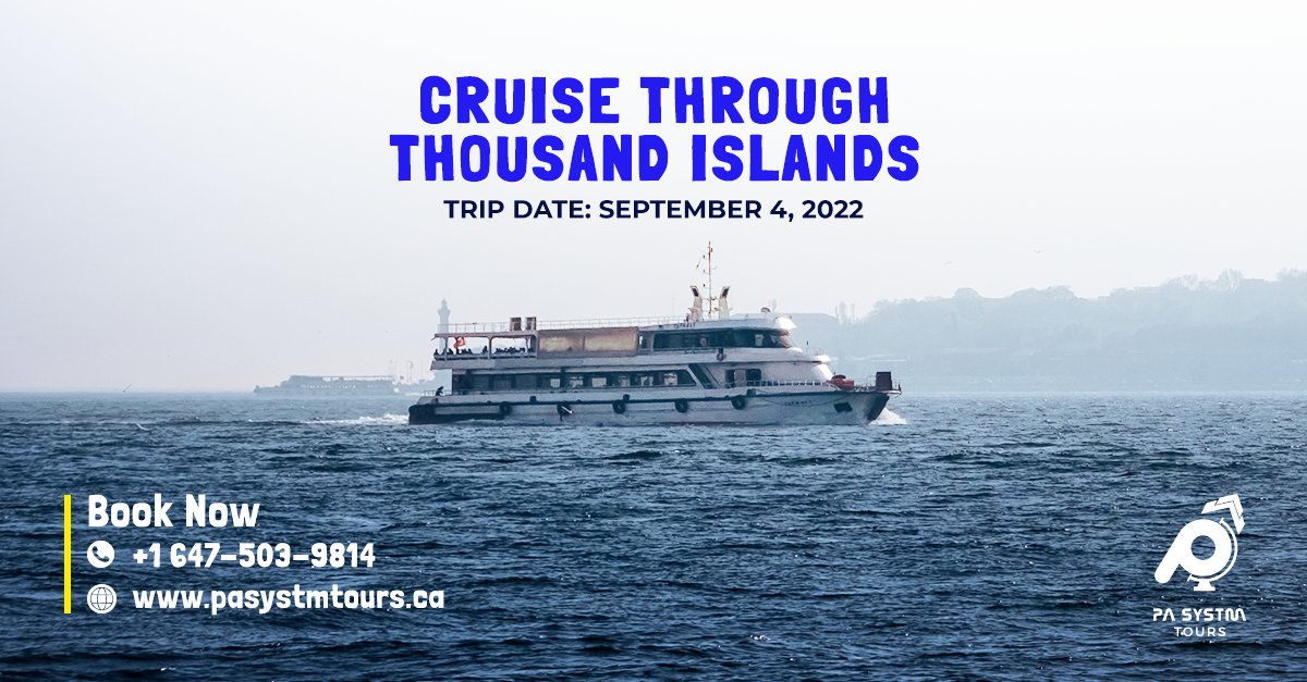 Explore Thousand Islands with a 1-hour guided tour.
Boat Cruise Date: September 4, 2022
 
✅Book tickets now:
Call: +1 647-503-9814
Email: info@pasystmtours.ca
Visit: pasystmtours.ca

#canada #ontario #travel #adventure #patours #pasystm #toronto #summer #thousandislands