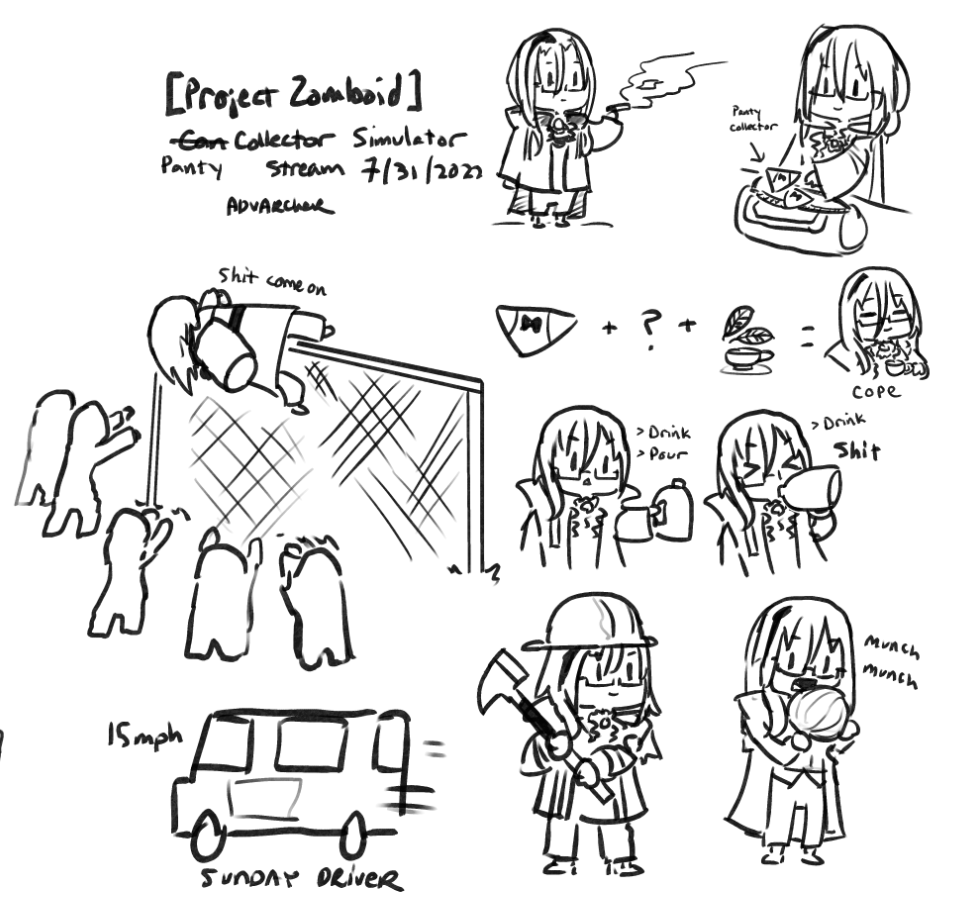 Thanks for the stream! Stream doodles tonight for Vesper's project zomboid stream #ScholART 