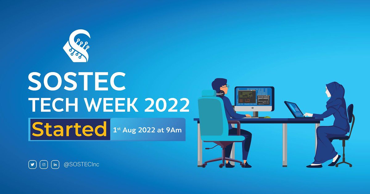 The aim of SOSTEC Tech Week is to engage with young aspiring developers and designers on a track to excel in various tech skills that can get them through to demonstrate job readiness to transform society and solve numerous community challenges #SOSTECTechWeek2022