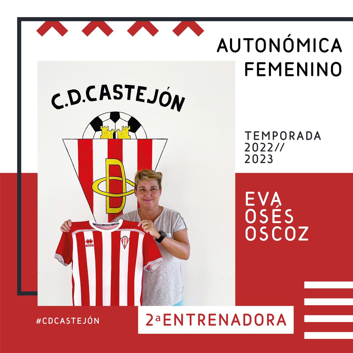 🔴⚪️ Eva Osés Oscoz Formará parte del cuerpo técnico en el equipo femenino de la categoría Primera Autonómica junto al entrenador principal Alberto Alegría Garde. La pasada temporada ya formó parte del equipo, demostrando ser una persona comprometida con el club. #cdcastejon