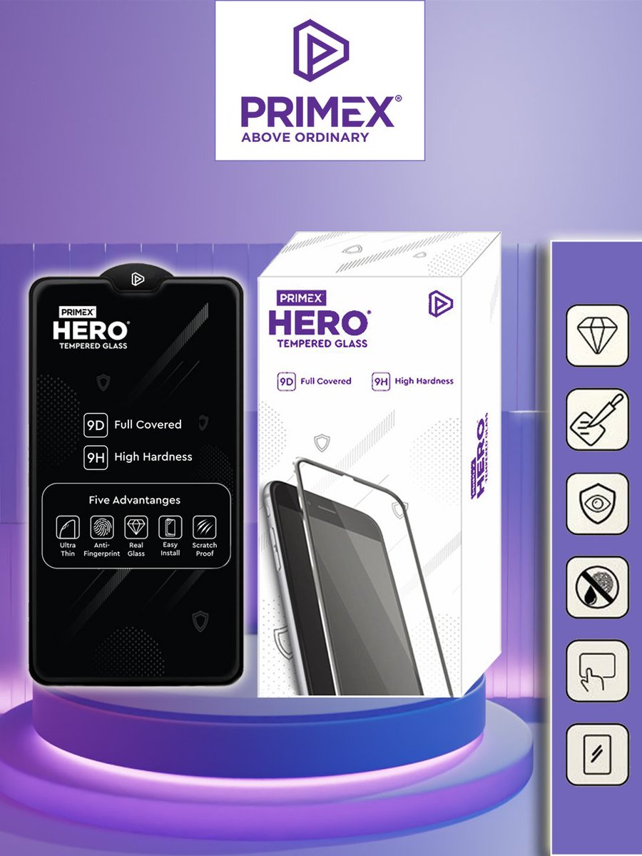 PrimexIndia's tweet photo. PRIMEX Tempered Glass comes with Premium quality Features &amp; Advantages-

> 9D Full Covered
> 9H High Hardness
> Ultra Thin Durable Glass
> Anti- Fingerprint
> Real Glass
> Scratch Proof
> Easy to Install

#temeperedglass #9d #9h #realglass #primexindia https://t.co/axkZvOFHjB