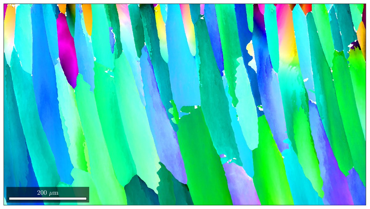 Happy #MicroscopyMonday!🔬Electron backscatter diffraction map of crystal orientations in the prismatic layer of the pearl oyster 🦪Pinctada margaritifera. Taken by <a href="/RingeEmilie/">Emilie Ringe</a> <a href="/EarthSciCam/">Cambridge Earth Sciences</a> <a href="/EXCITE_network/">EXCITE2</a>  
#EXCITE_network #EU_H2020 #microscopy #geology #openaccess #crystals