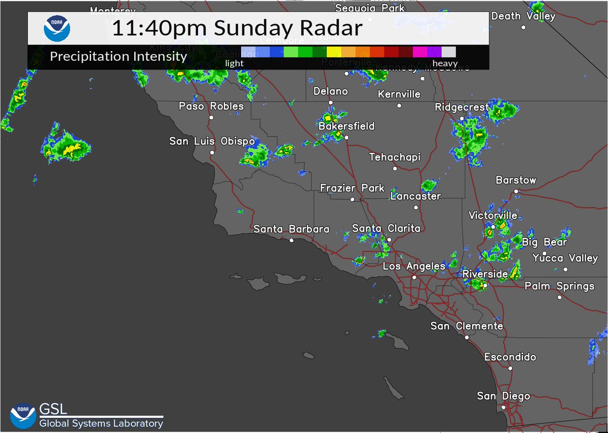 Isolated showers still going over southern California as we head into August, and should continue through the night.  Any rain should be light.  No thunderstorms expected. #cawx #LARain