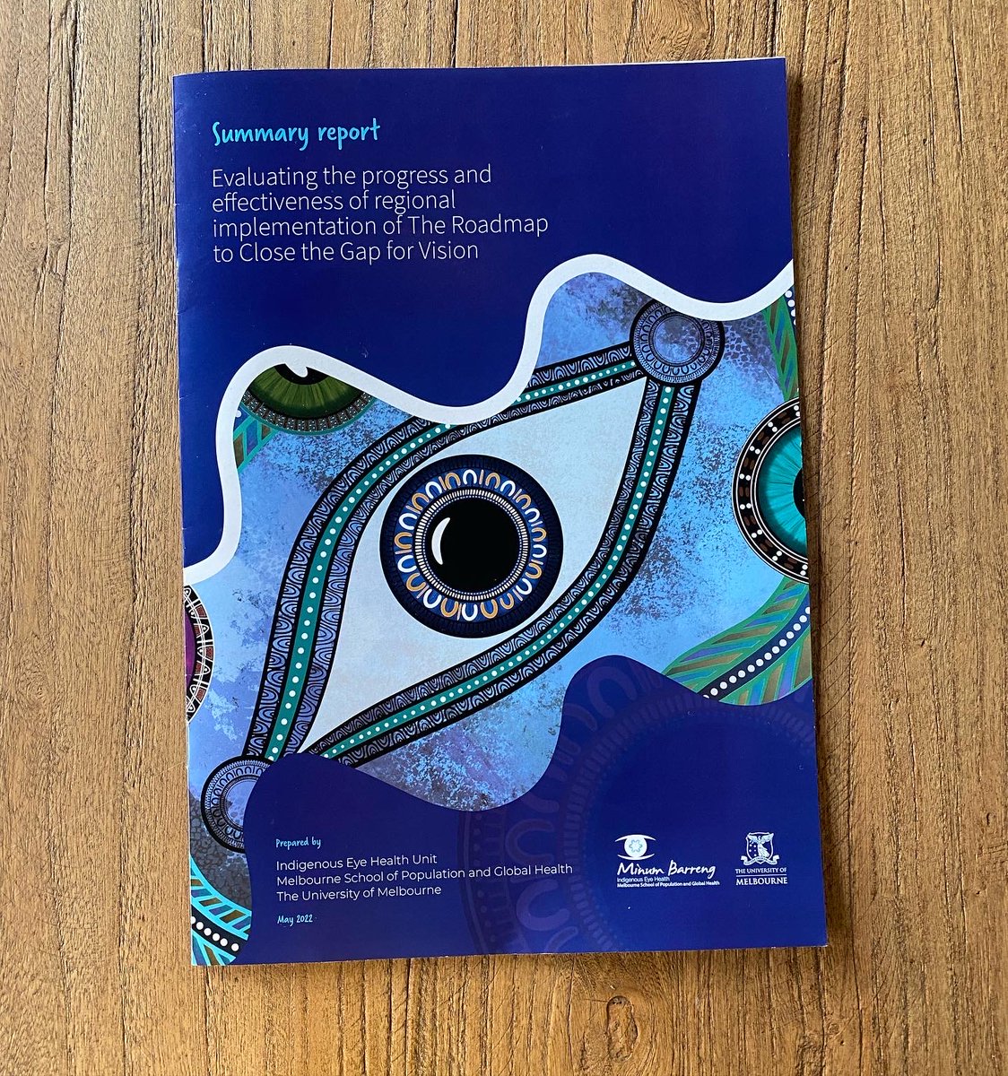 littlerocketau's tweet photo. @UniMelb's Indigenous Eye Health Unit recently presented their Summary Report at a conference in Darwin. The Summary Report was designed by Little Rocket, and artwork was commissioned by Casey Atkinson &amp; Matty Atkinson. #universityofmelbourne #indigenouseyehealth #littlerocket https://t.co/Vx1NJCR2fC