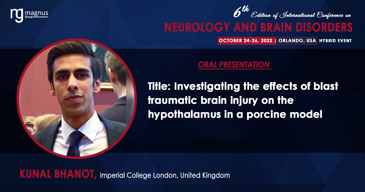 NeurologyEvent's tweet photo. Join with our Poster Presenter Kunal Bhanot from @imperialcollege, United Kingdom at @NeurologyEvent #HybridEvent during October 24-26, 2022 in Orlando, USA
For more details: https://t.co/1vvkejchXj
#NeurologyConferences #BrainCongress #NeurologyEvent #NeuroscienceConferences https://t.co/nyrU0bwguD