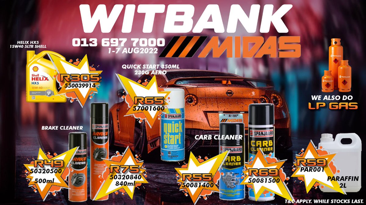spareswisewtb's tweet photo. 𝘼𝙐𝙂𝙐𝙎𝙏 𝙎𝘼𝙑𝙄𝙉𝙂𝙎! August is here and we brought MASSIVE DEALS!
Prices valid from 1-7 August 2022!
While Stock Lasts. T's & C's Apply.
#AugustSavings #Gas #MidasWitbank #WarningTriangles #Inverter #BatteryCharger #BoosterCables #BrakeCleaner #MotorOil #CarCare https://t.co/FDN84Es54P