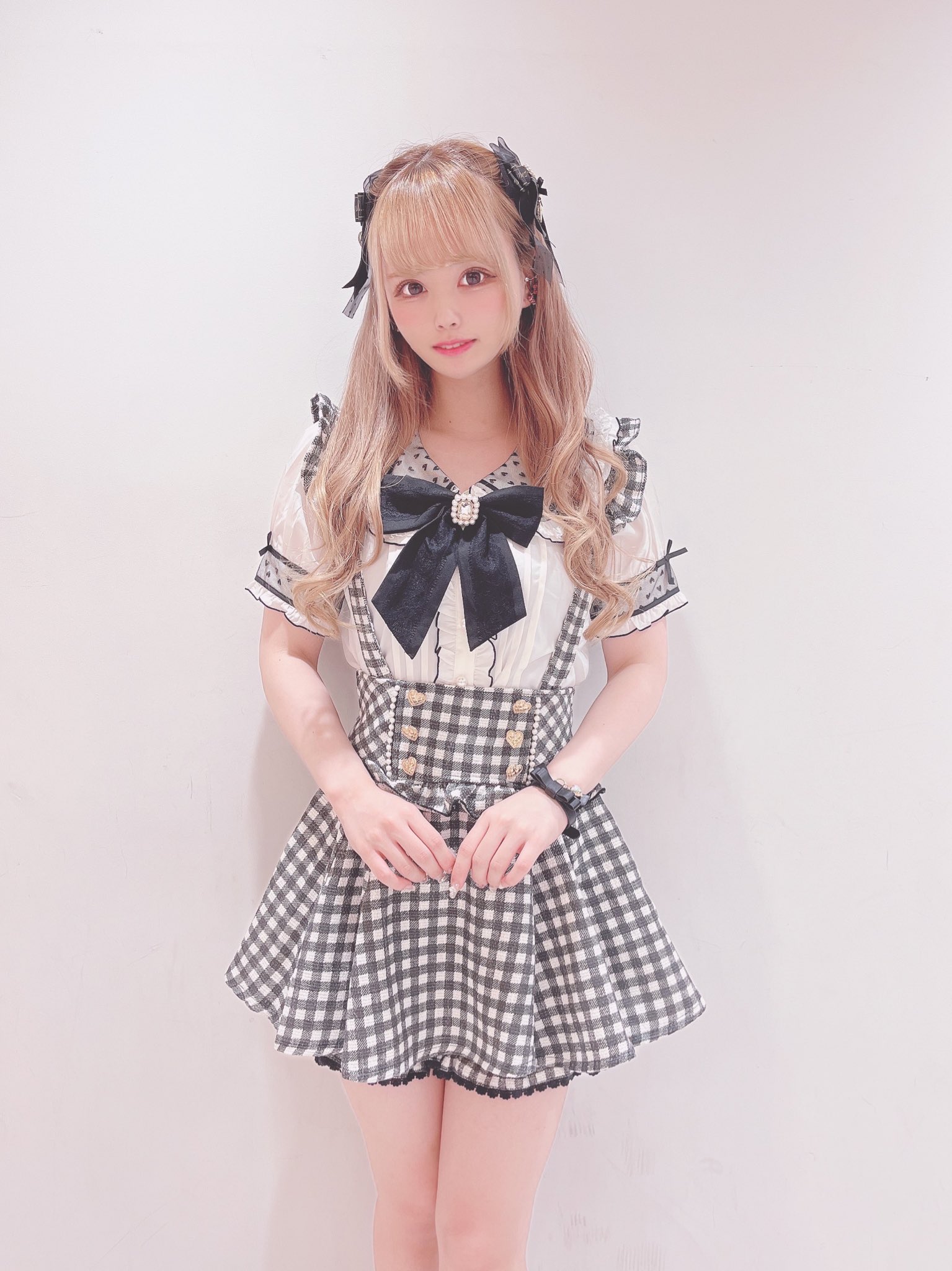 LIZLISA ギンガムツイードサスペンダー付スカパン ブラック レースアップサスペンダー付スカパン ｜ LIZ LISA（リズリサ