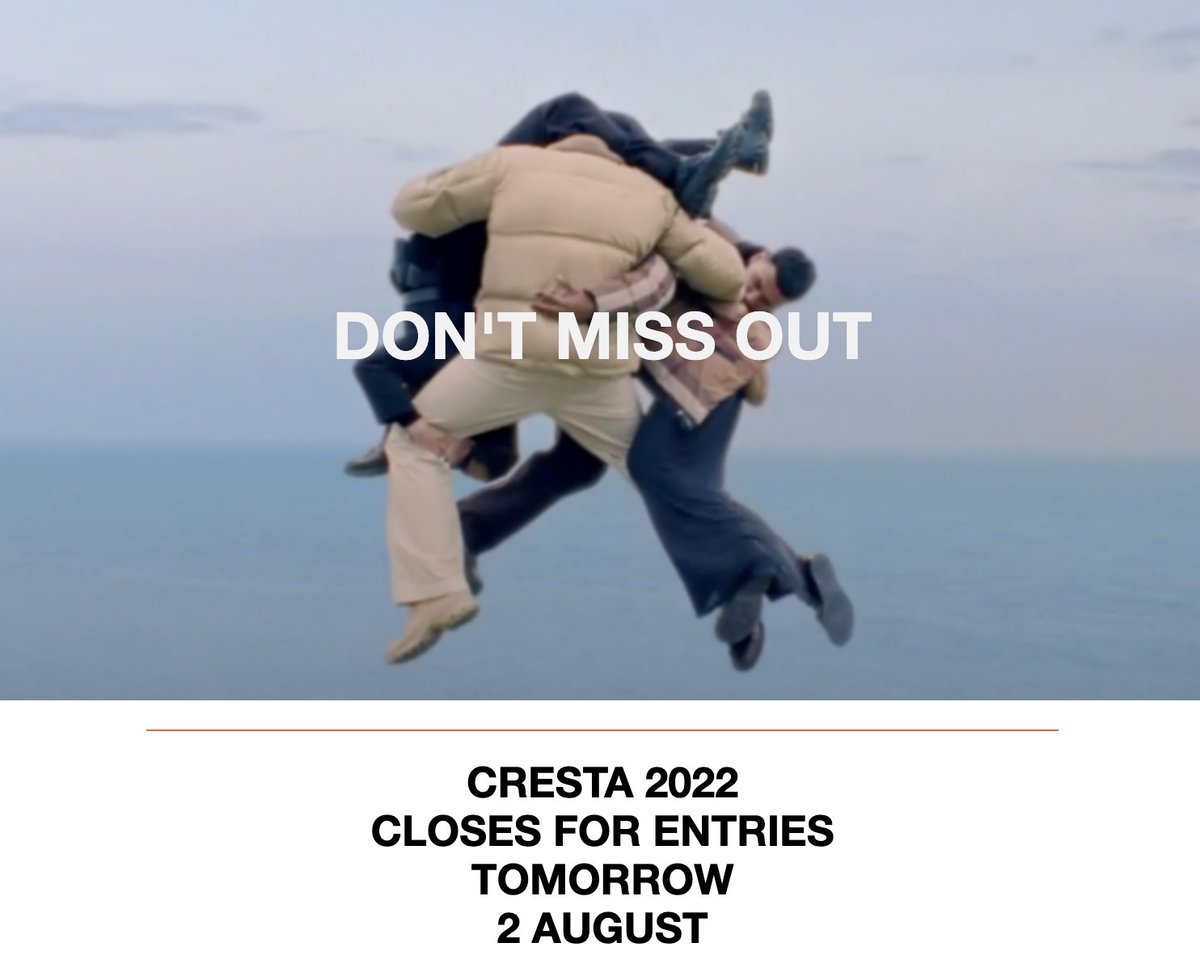 CrestaAwards's tweet photo. Final call for Cresta 2022. The most important global showcase of creative standards. Image: Riff Raff Films/Burberry. https://t.co/K9EF3EfKrP