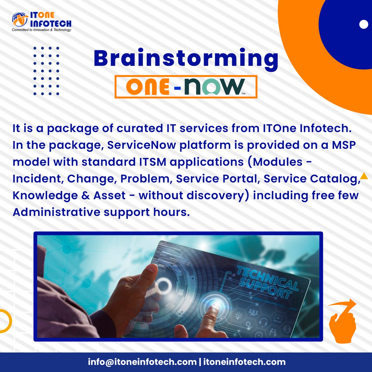 itoneinfotech's tweet photo. Being in IT support & services, we are often asked questions on our flagship product OneNow so we have compiled a list of common questions & possible solutions to help you understand more about it's deliverables.
https://t.co/Hhdv6qBH60
#onenow #FAQ #technology #servicenow https://t.co/4yH54TVBRw
