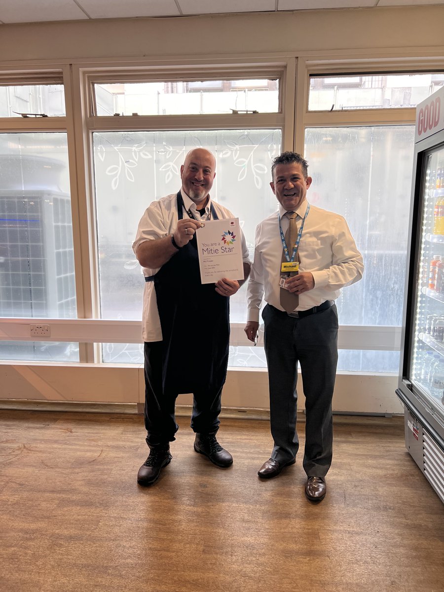 Meet Phil, he is part of a team that provide meals to patients at the John Radcliffe hospital, he takes pride in his role in providing nutritional meals for patients and knows why, he is "exceptional every day", what a pleasure it was to present him with a Mitie Star, well done👋
