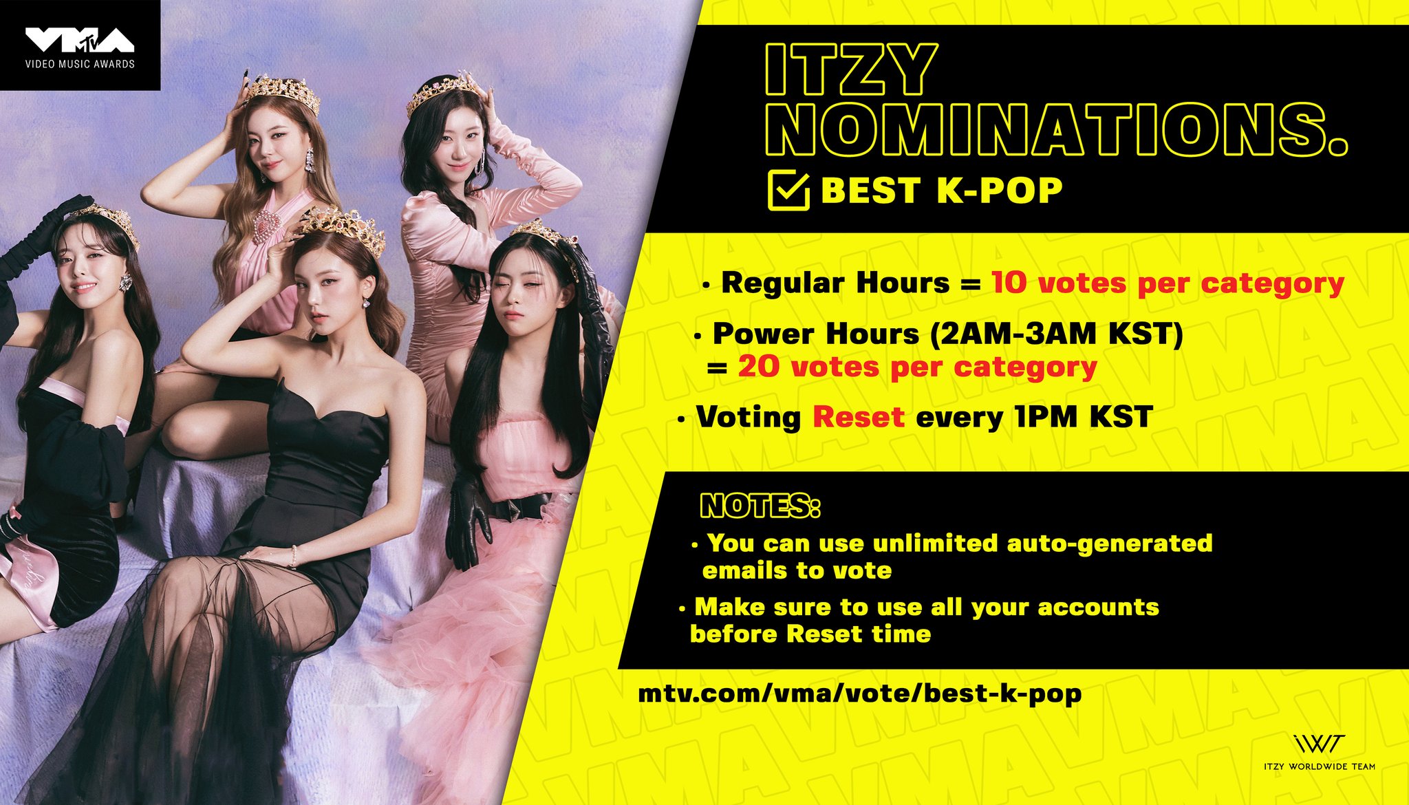 ITZY Worldwide Team on Twitter "[2022 MTV VMA] Midzys, keep voting for