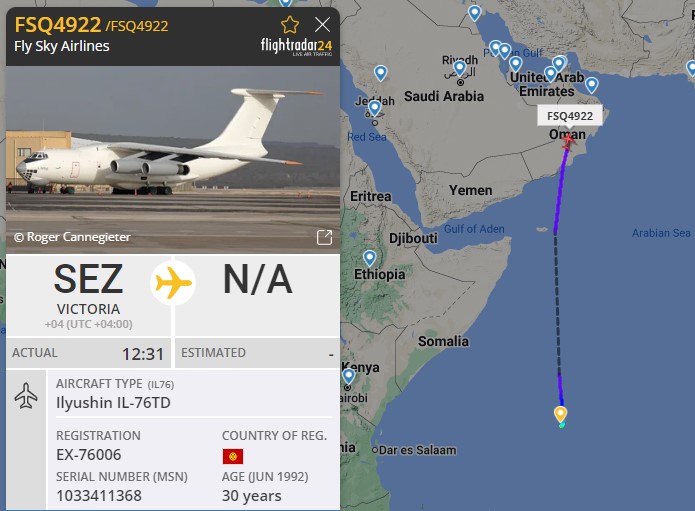 Laurent_Le_Bloa's tweet photo. IL76 #FSQ4922 returning fm #Victoria #Seychelles to #UAE https://t.co/iCi6p6OywA