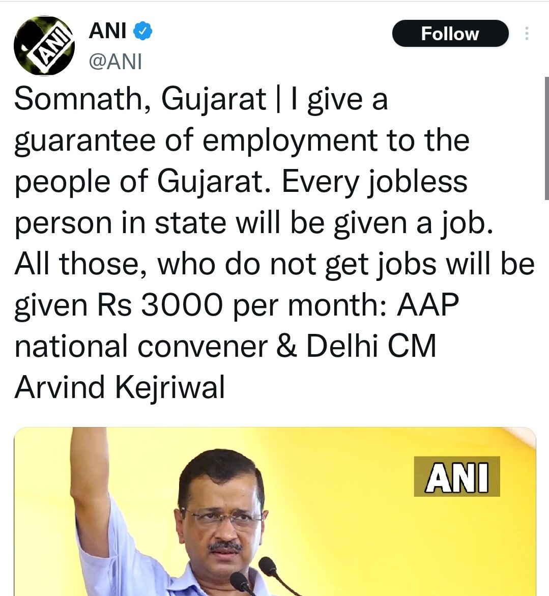 AkshitPanchal5's tweet photo. @ArvindKejriwal 1. Kejriwal is promising guaranteed jobs in Gujarat
2. AAP's claims of giving 10 Lakh Jobs misleading, only 12,588 got job through rozgar portal
3. RTI reveals, only 3800+ jobs given till now in last 7+years by Delhi government. 
#GoBackKejriwal
 https://t.co/T2UhtdlCcd https://t.co/JnbIkRXDkm