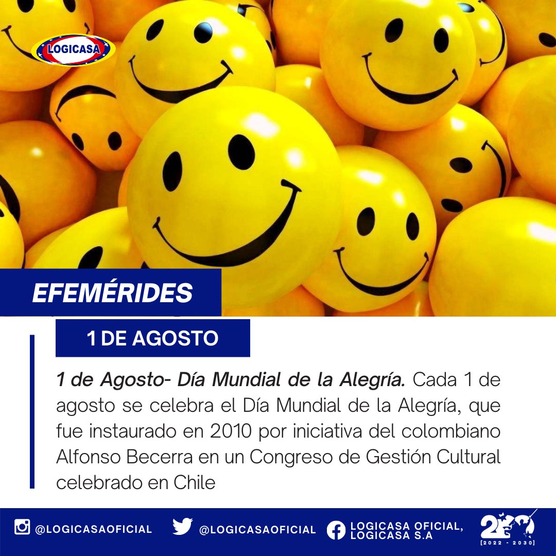 Efemérides 1 de agosto Día Mundial de la Alegría