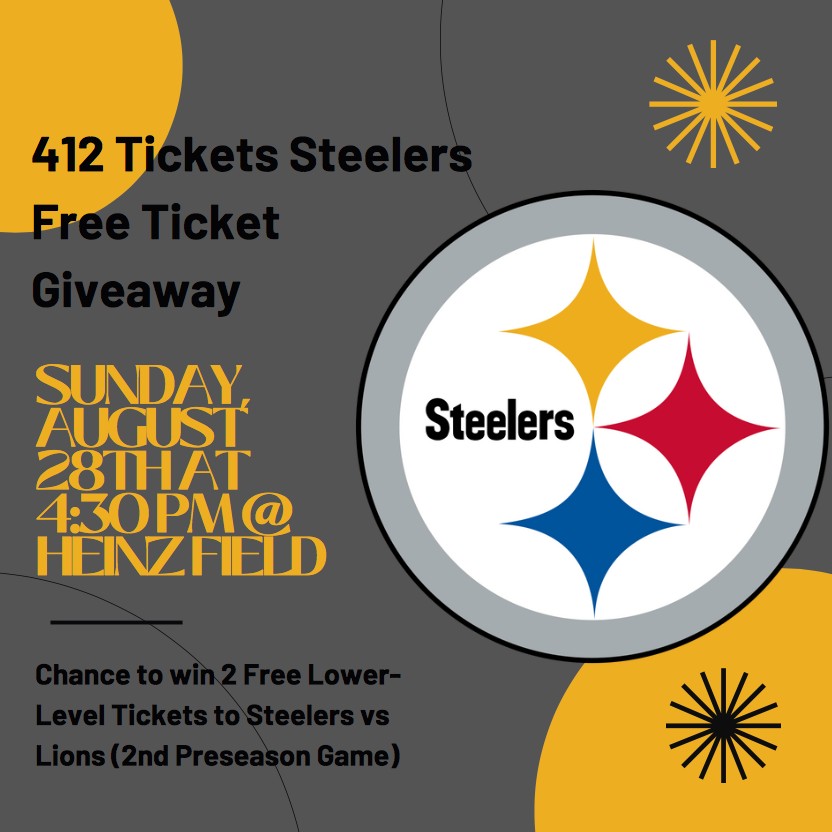 412Tickets's tweet photo. #SteelersTwitter, Our 12th #SteelersFreeTicketGiveaway
2 Free 100-Level Tickets #Steelers vs @Lions Sun. 8/28 4:30pm
Giveaway Starts Now ends Mon. 8/1 11:59 pm
To Enter: Follow, RT &amp; Tag 4 Friends
You can Enter on our Facebook &amp; IG @412Tickets too
Winner Agrees Not to Resale Tix https://t.co/ItIsg66kbG