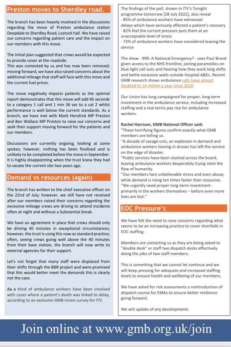 NWAS GMB Ambulance Service Union N61 tweet media