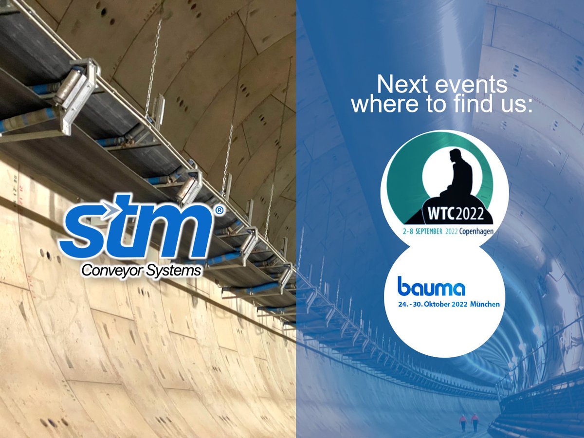 📅 Mark your calendar and come to meet us at the next events!
🇩🇰 Copenhagen, 5-7 September 2022 for the #WTC2022 Exhibition (𝐵𝑜𝑜𝑡ℎ 𝑛𝑜. 𝐴03)
🇩🇪 Münich, 24-30 October 2022 for the #BAUMA2022 Exhibition (𝐻𝑎𝑙𝑙 𝐶3 𝐵𝑜𝑜𝑡ℎ 529).

#stm #conveyingsystem #madeinitaly