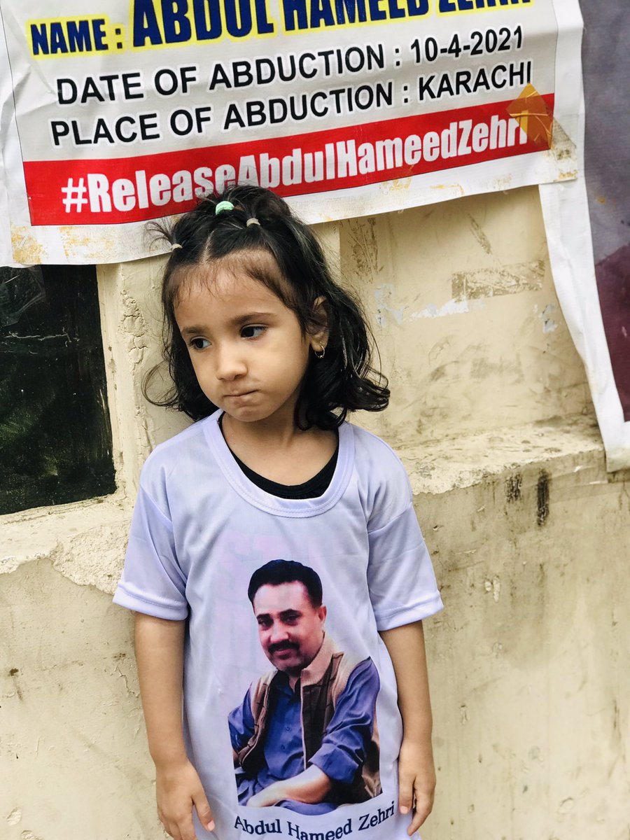 saeeda_hameed's tweet photo. Baba Jaan we miss you every moment the whole house is affected by your enforced disappearance . I know Baba you are innocent the sin is committed by those who took you in the middle of the night without any crime.
#ReleaseAbdulHameedZehri 
#EndEnforcedDisappearances https://t.co/bW44WI2w2D