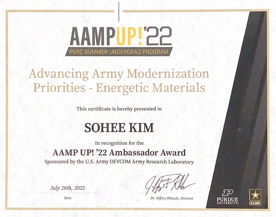 Congrats to Sohee Kim on winning the AAMP UP Ambassador Award for her outstanding work doing undergraduate research with us this summer!