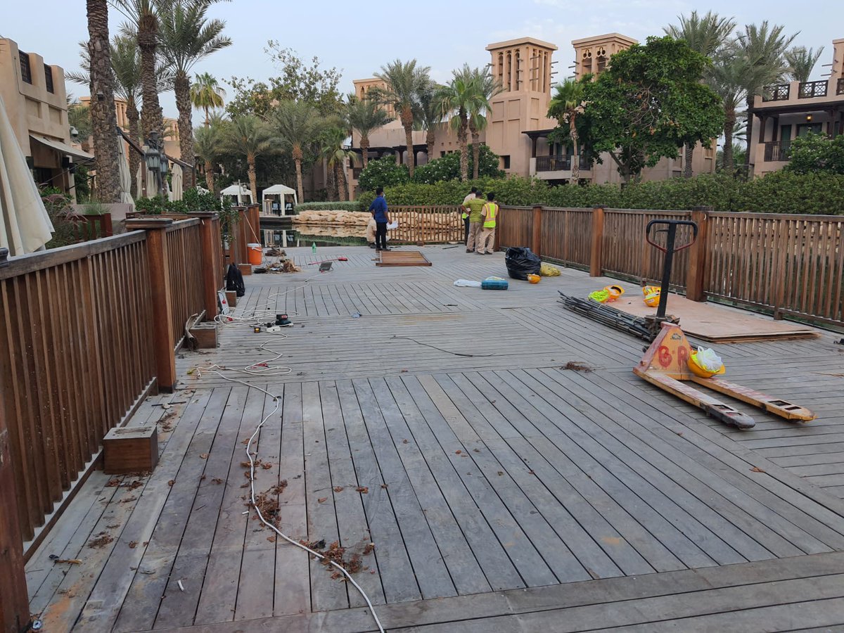 CapeReed's tweet photo. We are back at The Meat Co in Souk Madinat Jumeirah for a deck renovation this week!
#Timber #Deck #Renovation #TimberDeck #MeatCo https://t.co/Y3kvCbkQBT