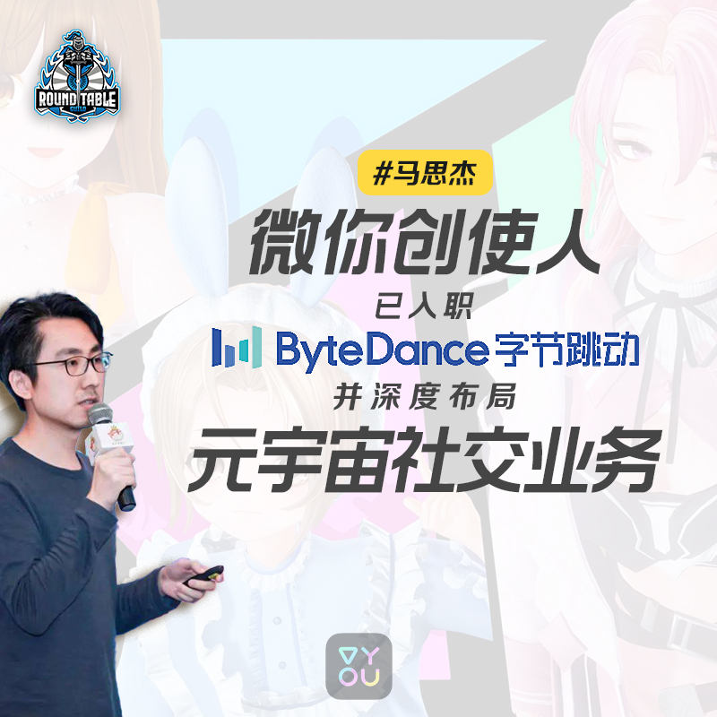 rtgofficial_'s tweet photo. 近期传字节跳动 #Bytedance 内部人士透露，前小米 #Xiaomi VR负责人、虚拟形象社交娱乐应用 Vyou微你创始人 #马思节 已入职字节跳动，并深度布局元宇宙社交业务。🔥🔥

#rtg https://t.co/VWWEOTxrhM
