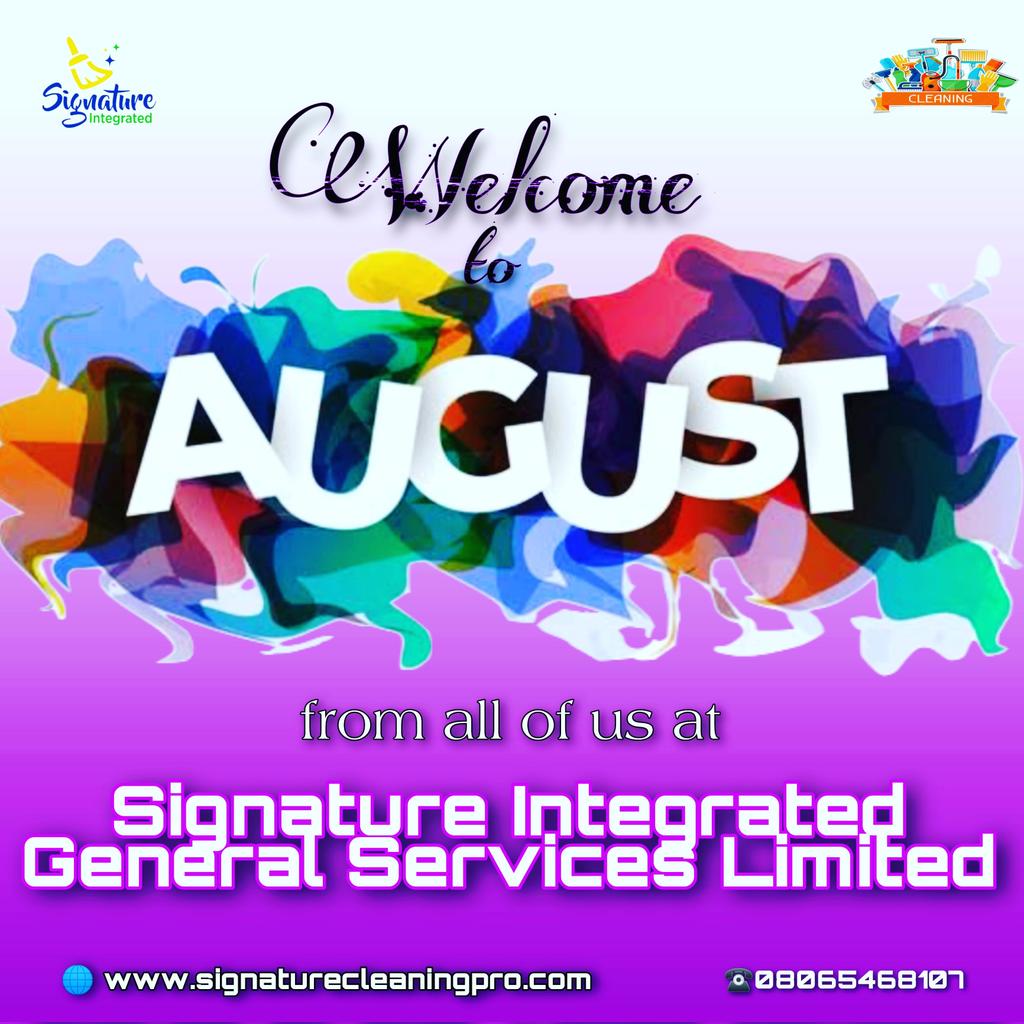 SIGSCleaningPro's tweet photo. HAPPY NEW MONTH OF AUGUST!

#signaturecleaningpro #cleaningservice  #cleaninghacks #housecleaning #officecleaning #fumigation #postconstructioncleaning 
 #mondaythoughts #mondaymotivation #happynewmonth #august
1st of August | Christ Jesus| Rescue Nigeria | Dunamis https://t.co/YrZyYzjWwE