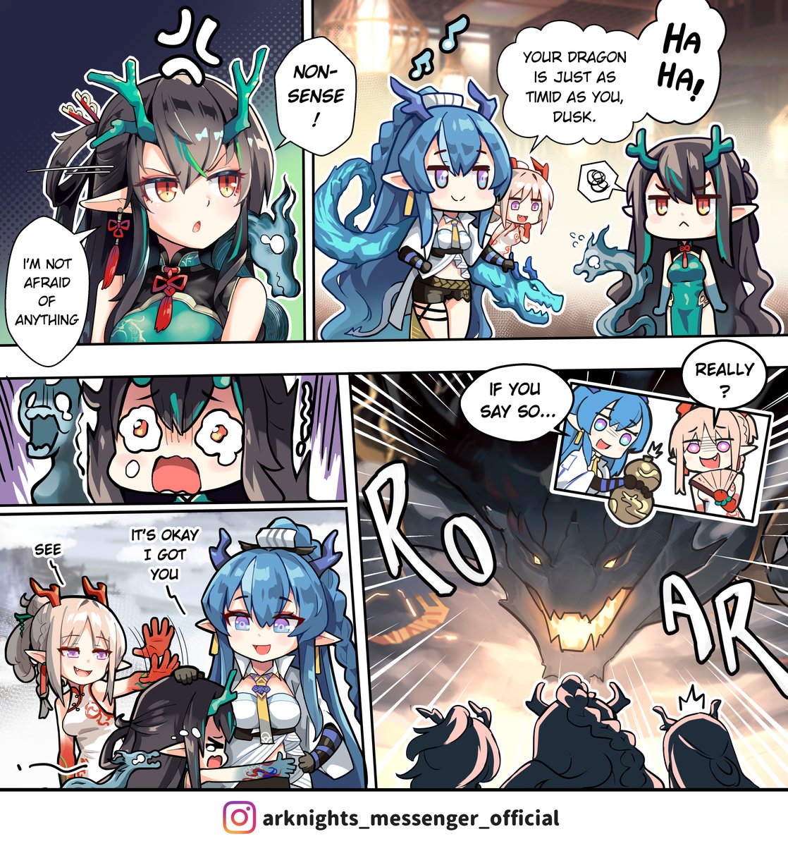 "I fear nothing." Dusk once said.🤔

arknights_messenger_official comics https://t.co/2iYOqJeH1O

#Arknights #明日方舟 #アークナイツ #Yostar 