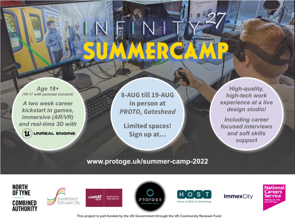 We've started notifying acceptance to our #SummerCamp but there's still time to apply: protoge.uk/summer-camp-20…

@UnrealEngine #UE5 #placements #gamedev #immersive #realtime3D #jobs @gateshead