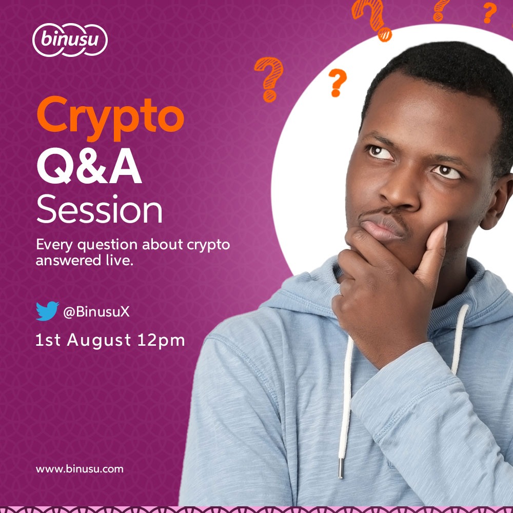 ayebazibweagath's tweet photo. Do you have any questions about crypto? Today is the day to be answered.
#BinusuLaunch
#CryptoTalks
#BinusuX. https://t.co/OtPkSKmTAD