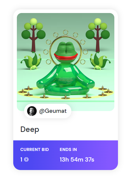 geumat3's tweet photo. Deep is on Auction!😌
Thank you dear Goodtradez 🙌
👉https://t.co/tKYdctlHFn
#NFT @solana @formfunction #solana #geumat #isometric #formfunction #pepe #minimal #SolanaNFT #3D #meditation #Auction https://t.co/AtRpQasj6k