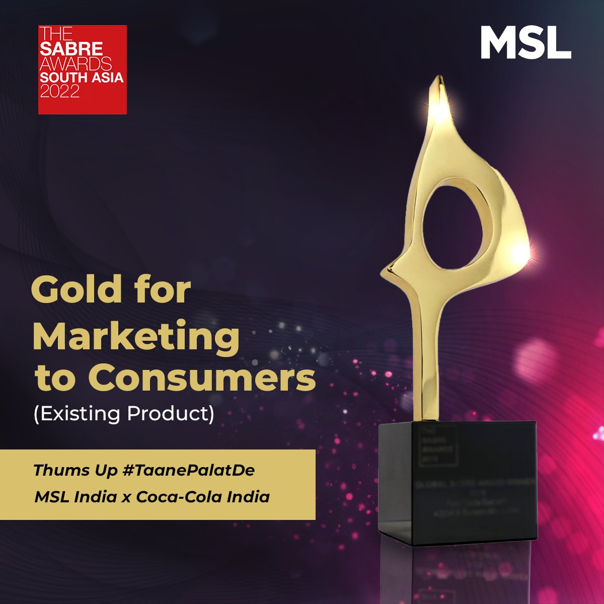 MSLGROUP_India's tweet photo. Elated to announce our wins at the #SABREAwardsSA 2022!🥳
Congratulations to the Coke team & our colleagues on the great work. Here's to more wins together!
#MSLWins #PRCAIPRologue #Awards2022 https://t.co/62o2b68NMj